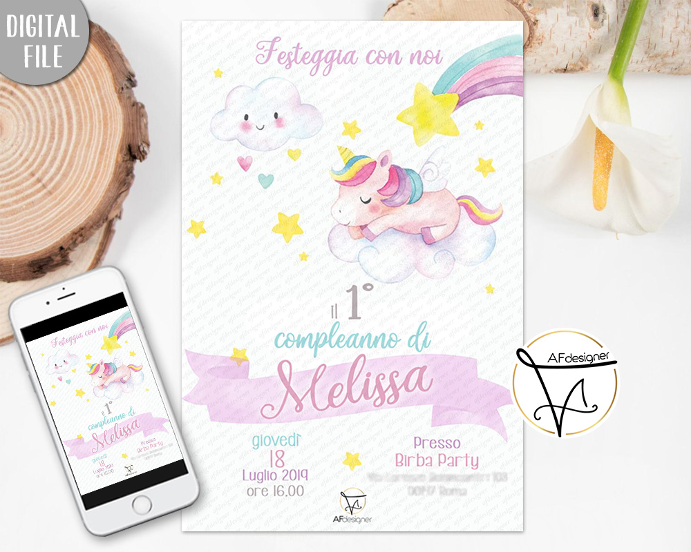 Inviti compleanno a tema Unicorno - La Coppia Creativa