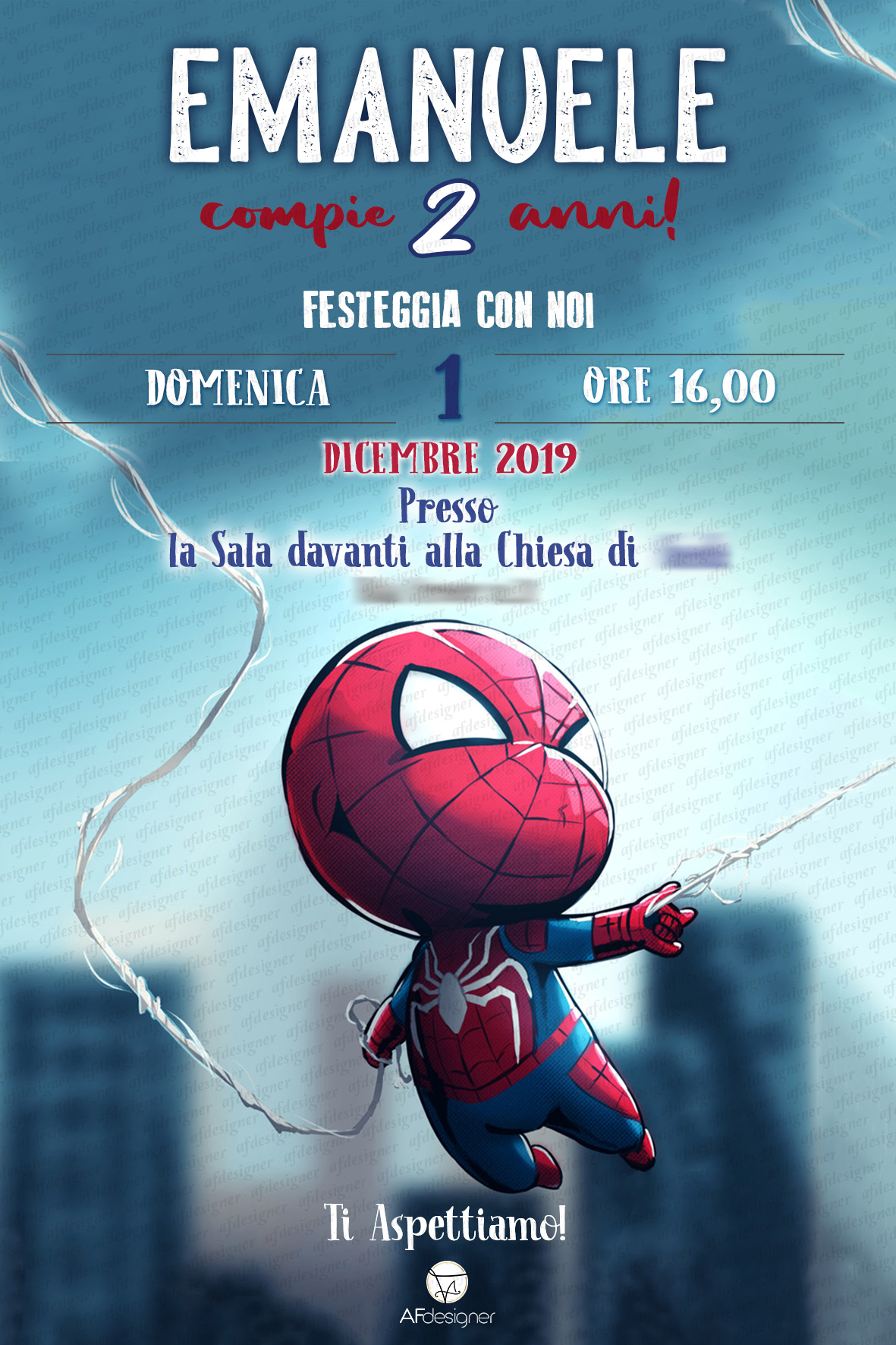 SPIDERMAN Invito digitale – AFdesigner