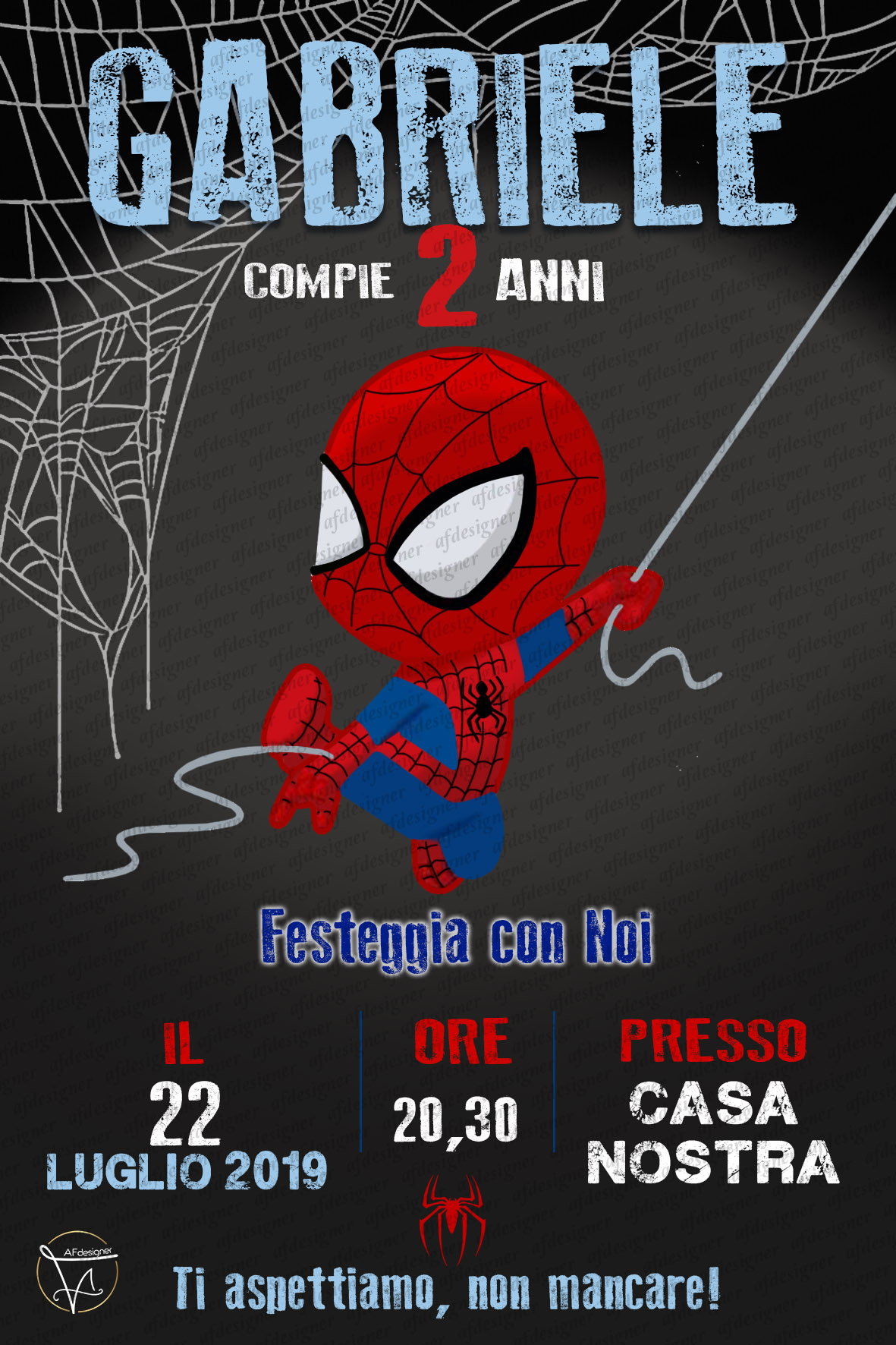 SPIDERMAN Invito digitale – AFdesigner