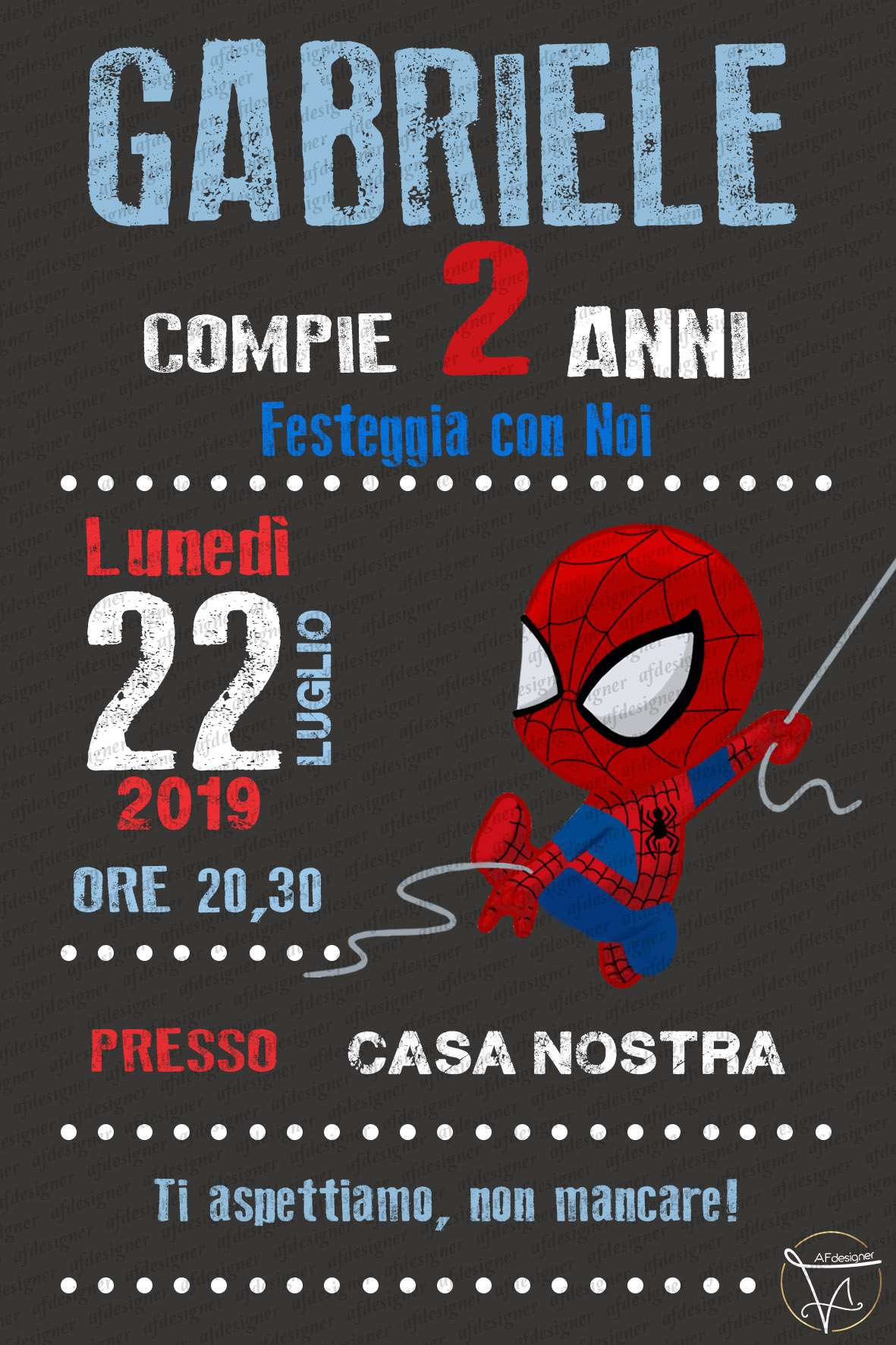 SPIDERMAN Invito digitale – AFdesigner