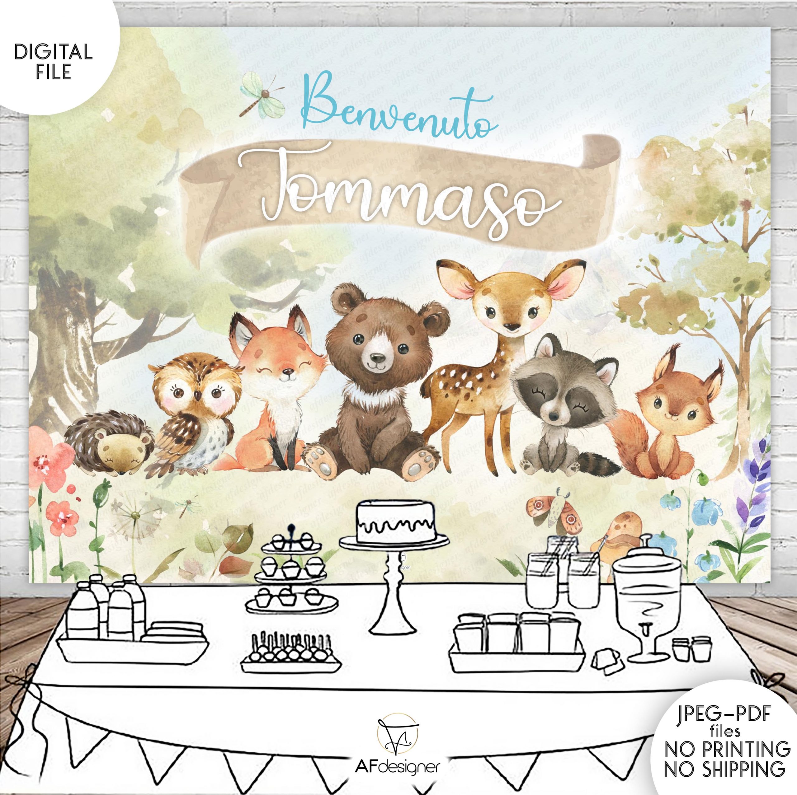 ANIMALI DEL BOSCO Backdrop digitale – AFdesigner