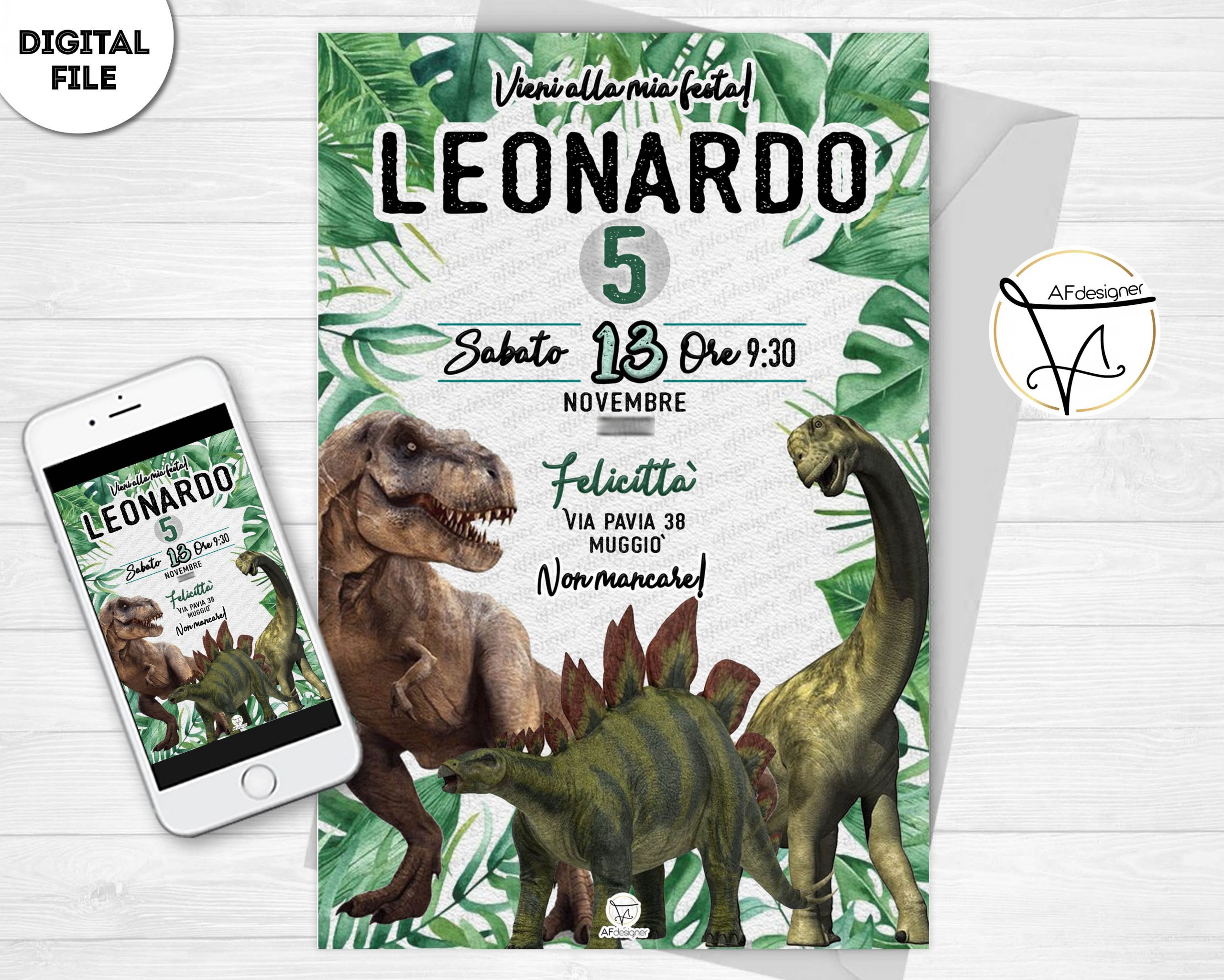 DINOSAURI Invito digitale – AFdesigner