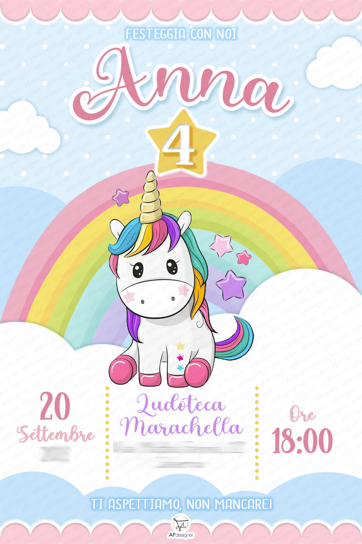 Festa di compleanno a tema Unicorno – AFdesigner